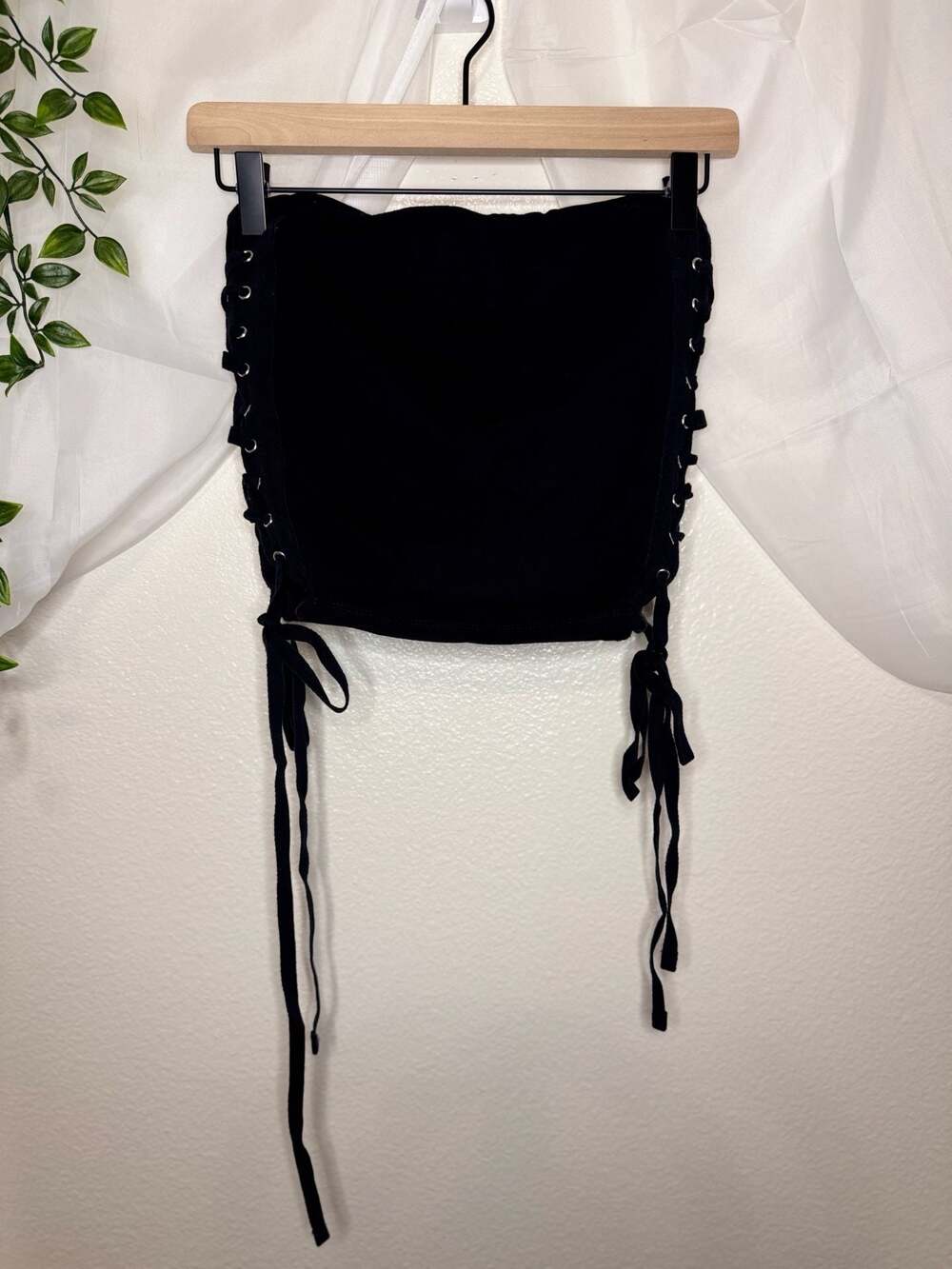 Self Esteem Black Side Lace-Up Tube Top
